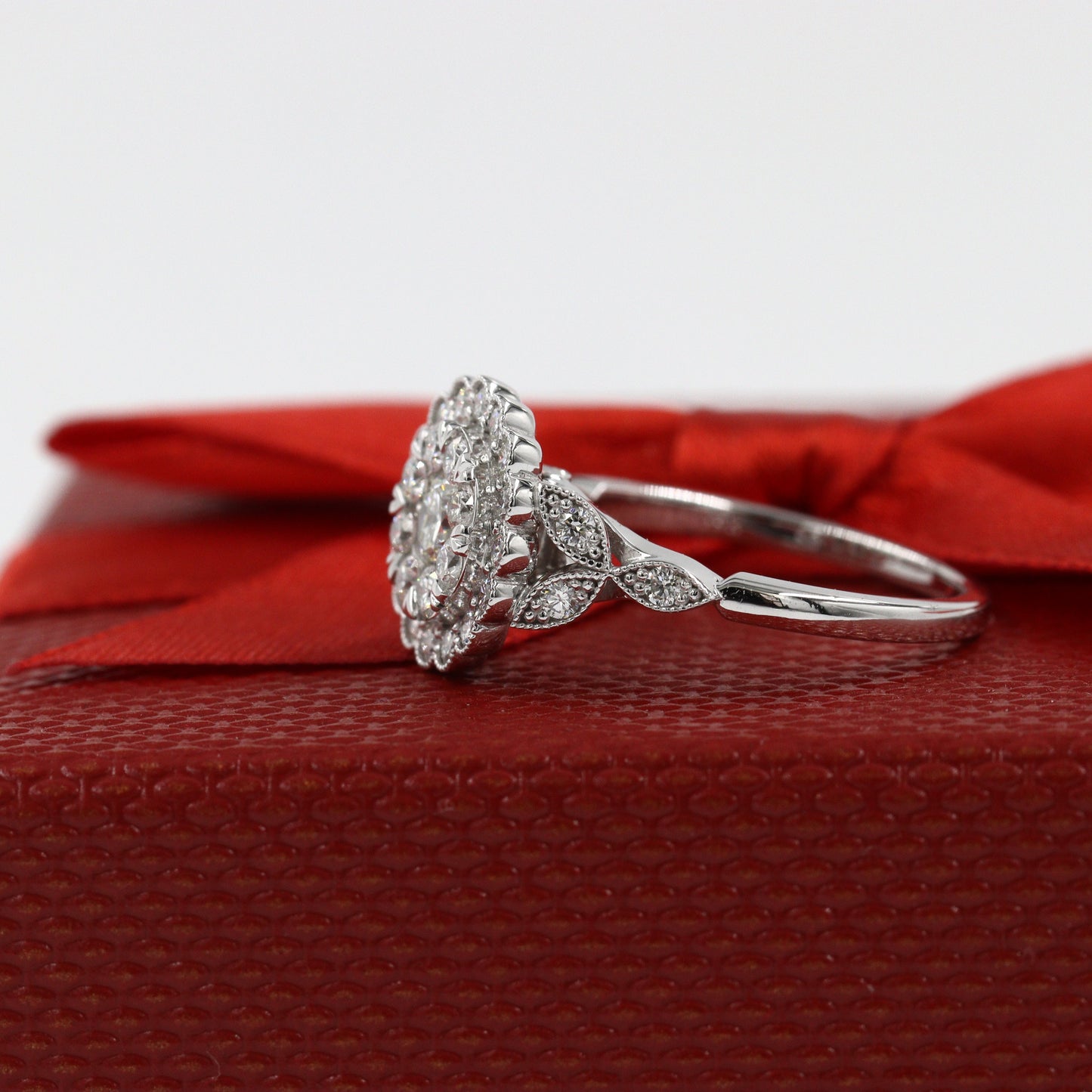Round Halo Diamond Engagement Ring/Round Diamond Wedding Ring/Promise Ring/High Quality Classic Double Halo Round Bridal Ring
