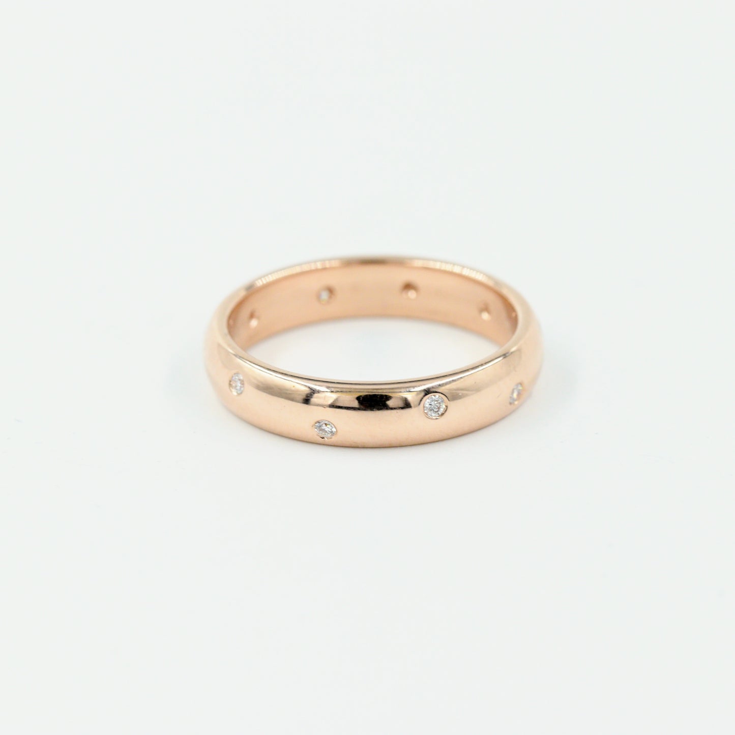 Stackable Diamond Wedding Ring /Full Eternity 4mm Dome Women's Wedding Ring with Burnish Setting Diamonds / Anniversary Ring
