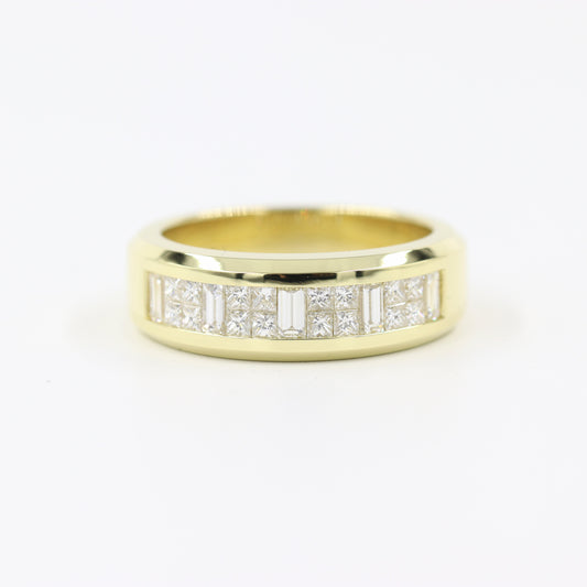 Invisible Set Half 1.4ct Diamond Eternity  Ring /Brilliant and Princess Cut Diamond  Anniversary Ring /18K gold wedding Ring