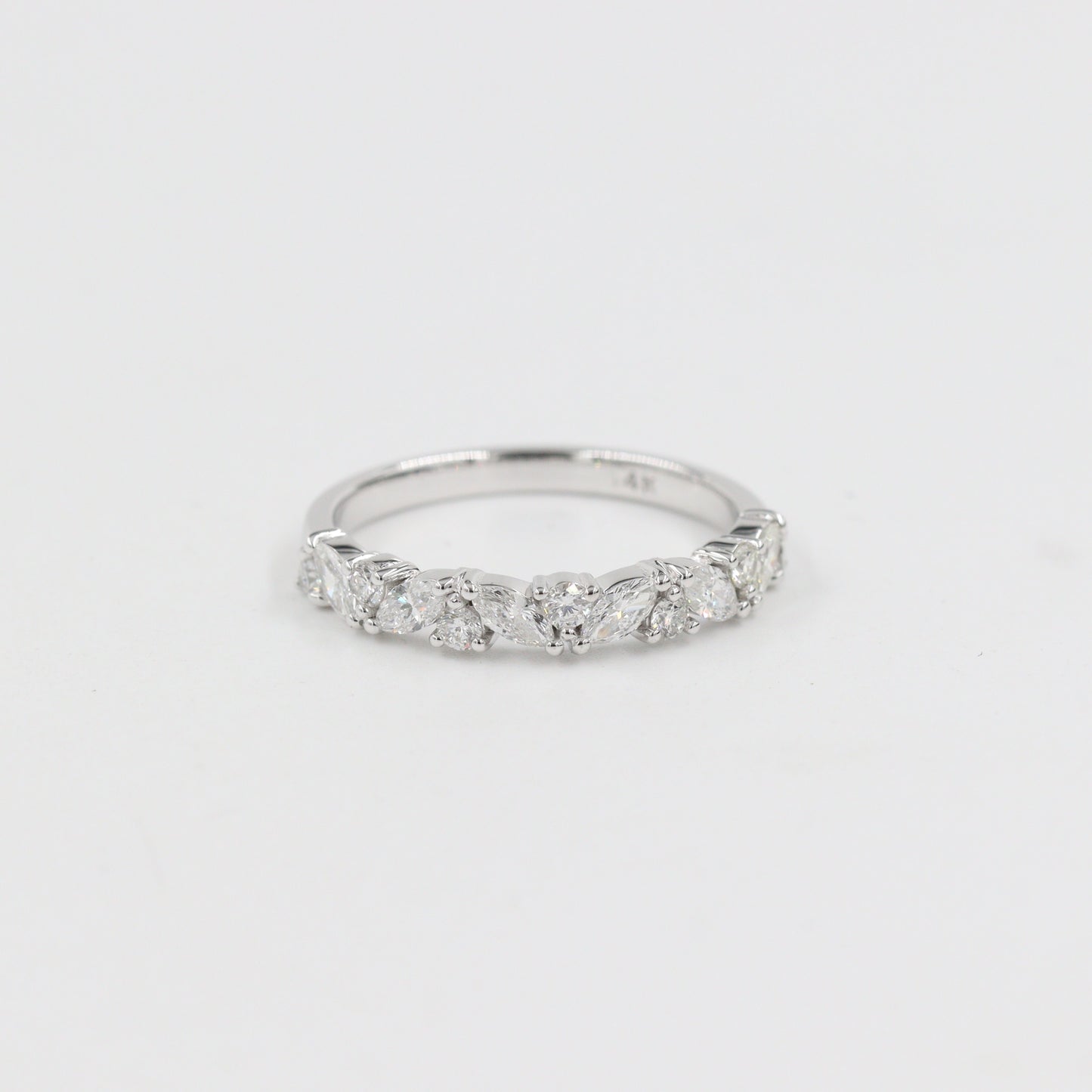 Marquise Diamond Cluster Ring / 14k Gold Genuine Marquise and Round Diamond Anniversary Ring / Multi Diamonds Band