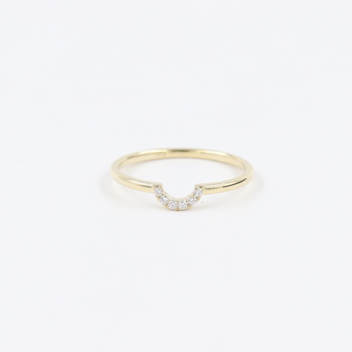 Mini U-shape Diamond Pave Ring / Stackable Ring