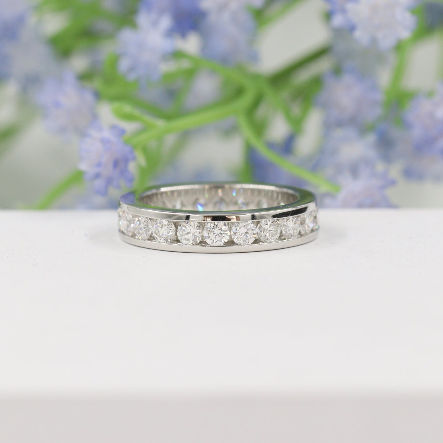 Platinum Full Eternity Round Diamond Wedding Band/Channel Set Diamond Ring /Full Eternity Stackable Ring/Diamond Wedding Ring/Gift for her