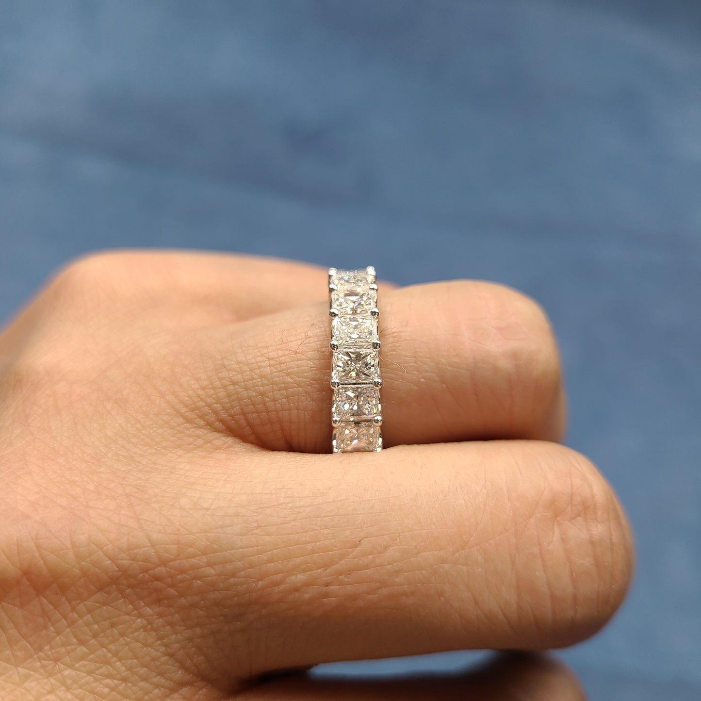 Radiant Cut 3.2ct Diamond Wedding Band/Half Eternity Radiant Cut Diamond Wedding Ring/Stackable 10stones Radiant Cut Diamond Ring