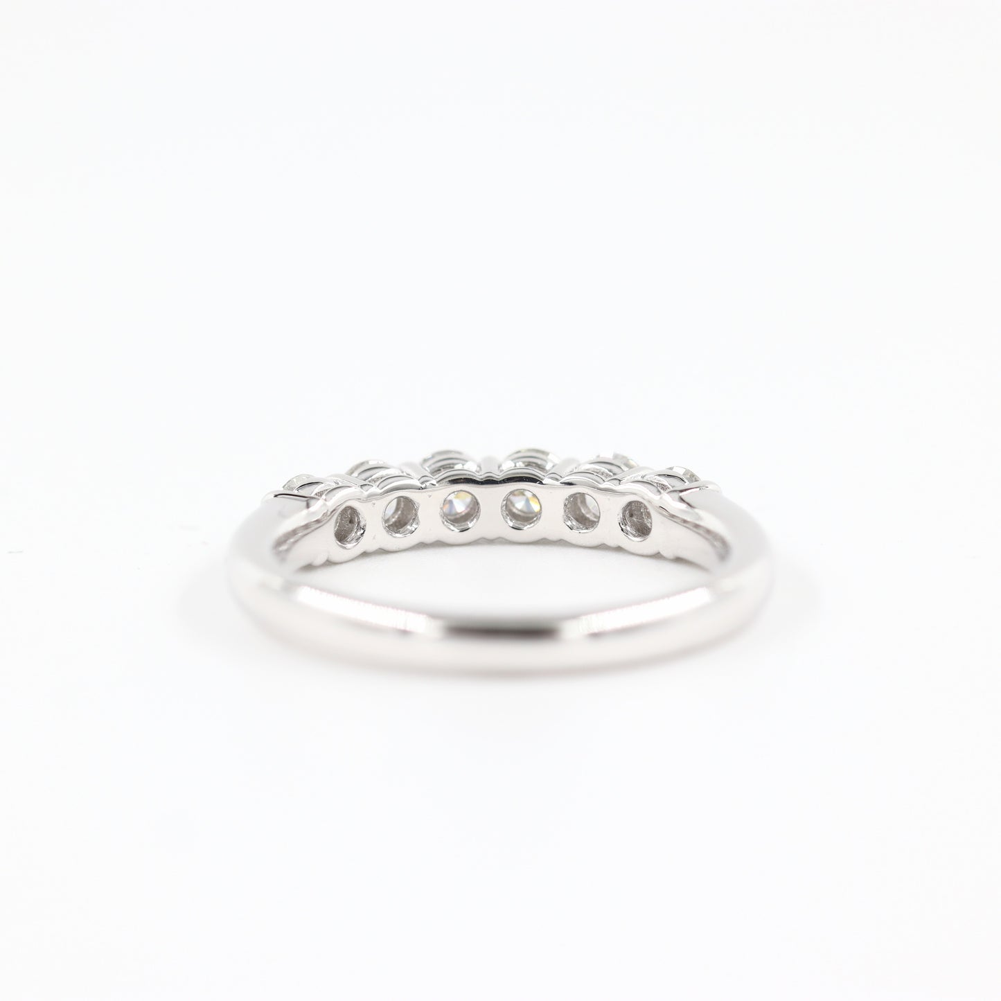 Diamond 6stones Wedding Band/Stackable Flat Wedding Ring/100% Natural White Diamond/3mm Width Wedding Band/14K Gold Eternity Ring
