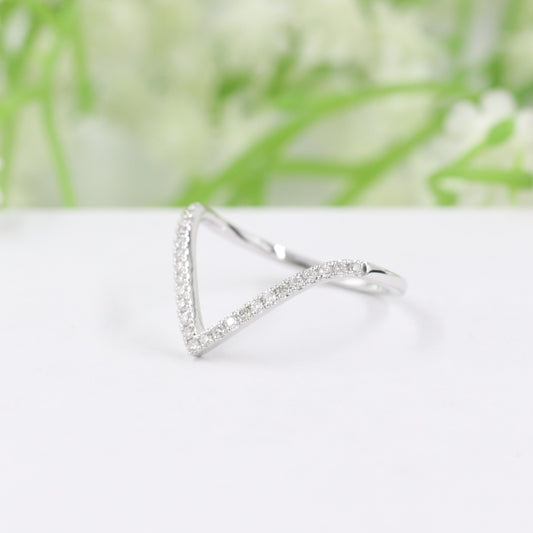 V-shape Diamond Pave Ring (Medium)/Wedding Band/Stackable Ring/Women's Diamond Ring