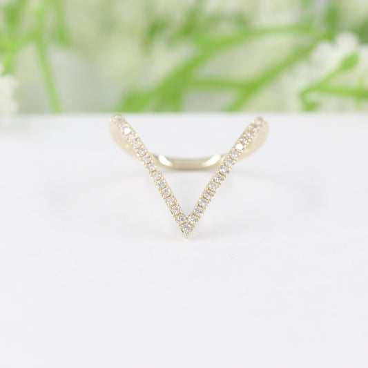 V-shape Diamond Pave Ring (large)/Wedding Band/Stackable Ring/Women's Diamond Ring