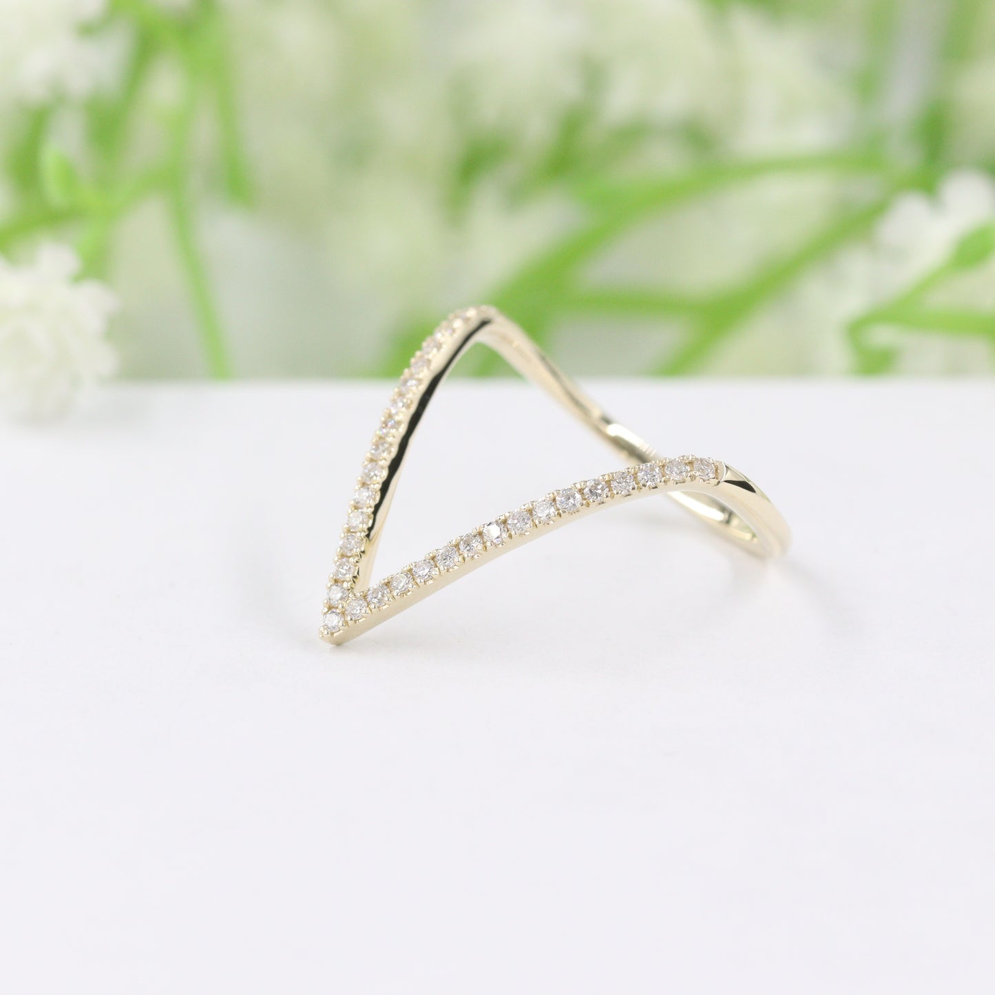 V-shape Diamond Pave Ring (large)/Wedding Band/Stackable Ring/Women's Diamond Ring