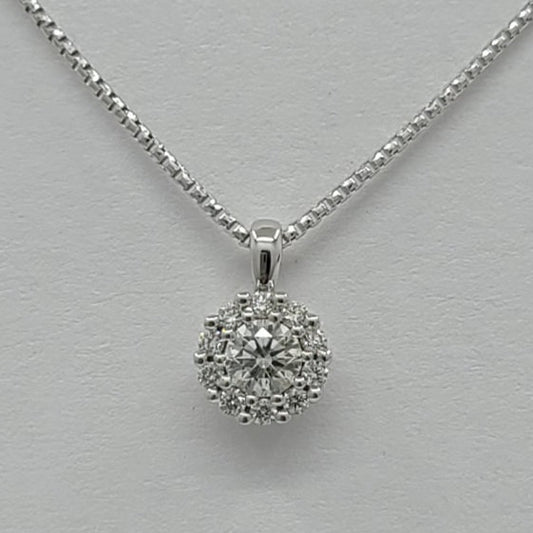 Round Diamond Pendant/ Diamond Cluster / Natural  White Diamond Pendent / 14K Gold Diamond Necklace Anniversary Gift /Gift for Her