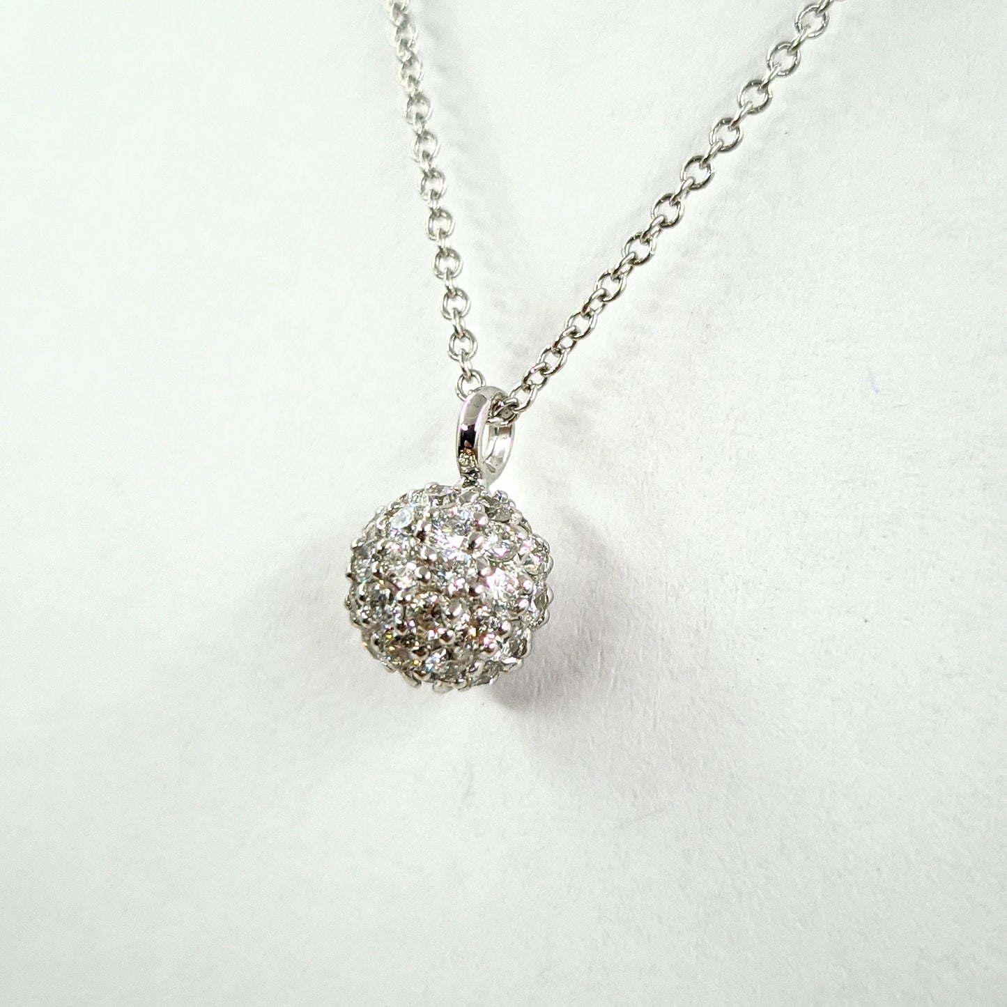 Ball Charm Diamond Necklace / Cluster Charm Pendant / Diamond Ball / 14K Gold /Natural Brilliant Cut Diamond Necklace /Anniversary Gift