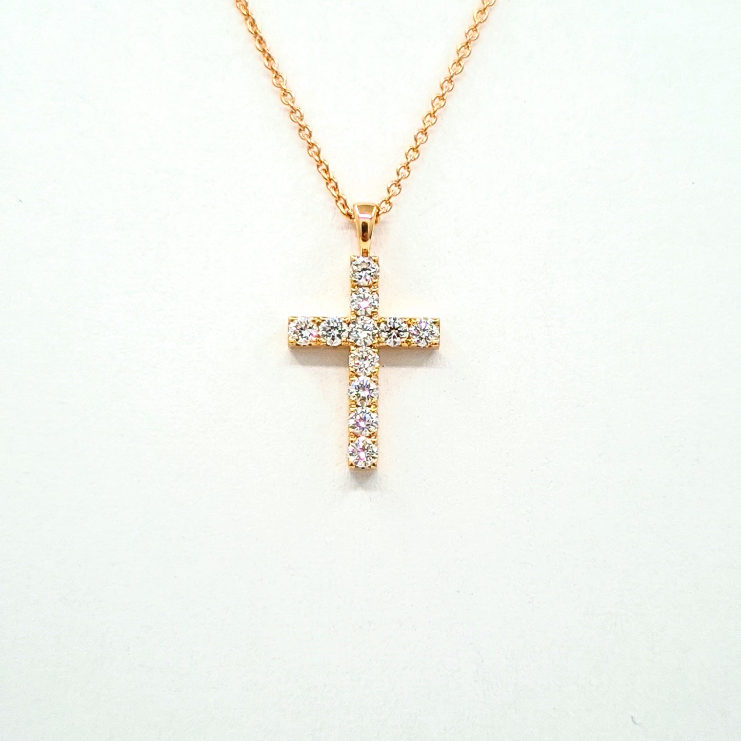 Round Diamond 0.3ct small Pendant/ Dainty Simple Cross Necklace / Adjustable Length /14K Gold Cross Necklace / Gift for Her
