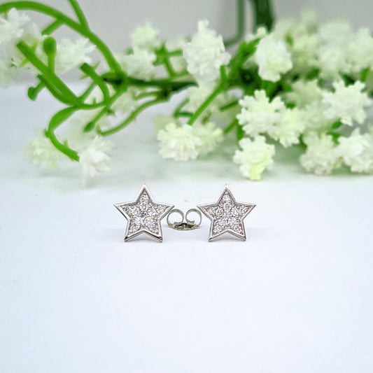 Diamond Star Earrings/ Star Stud Earrings/ 100% Natural Diamonds Star Earrings/ Anniversary gift