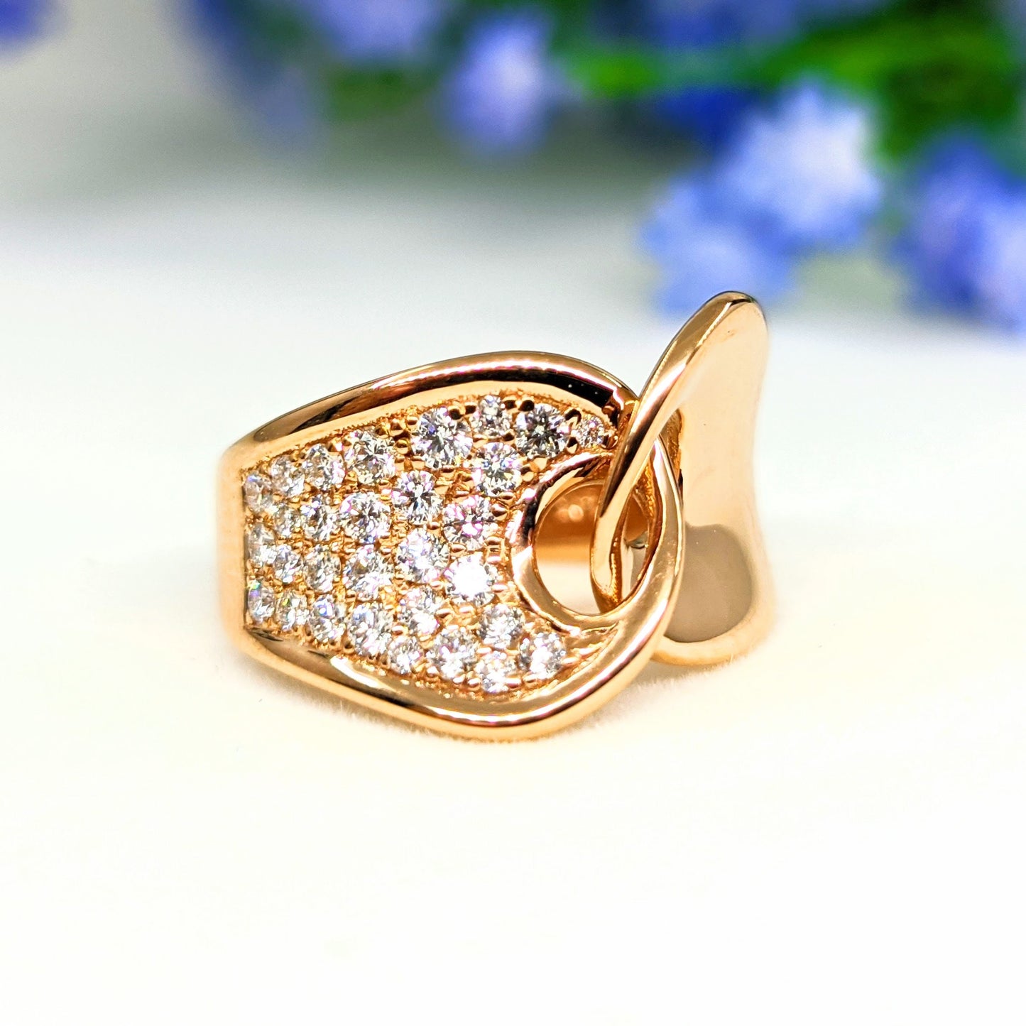14K gold Natural Diamond Ring /Unique Twist Cluster Diamond Ring / 18K gold Cluster Diamond  Ring /Gift for her / Anniversary Gift