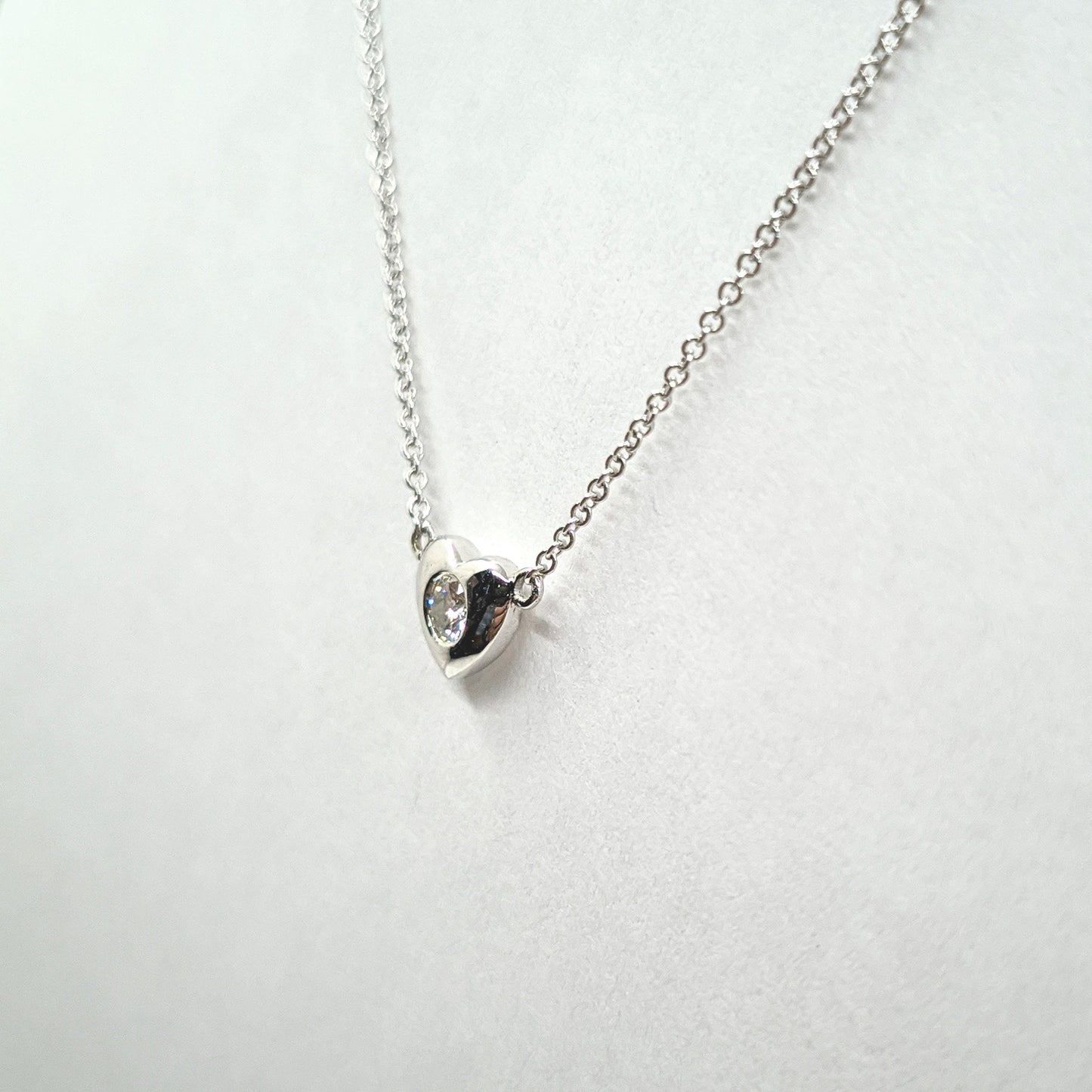 Solid Heart Pendant/14K Solid Gold Diamond Bezel  Necklace/ Unique Simple Necklace/Diamond  Necklace/Anniversary Gift/Gift for Her