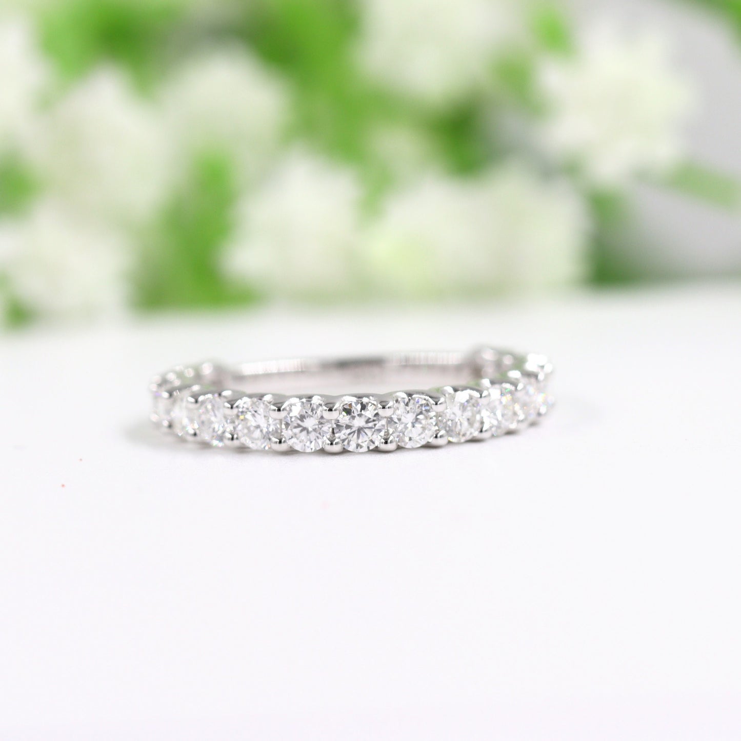Round Diamond Eternity Ring /Seven teen Diamonds Eternity Wedding Band/Natural Diamond Wedding Ring/Stackable Diamond Band/Anniversary Gift
