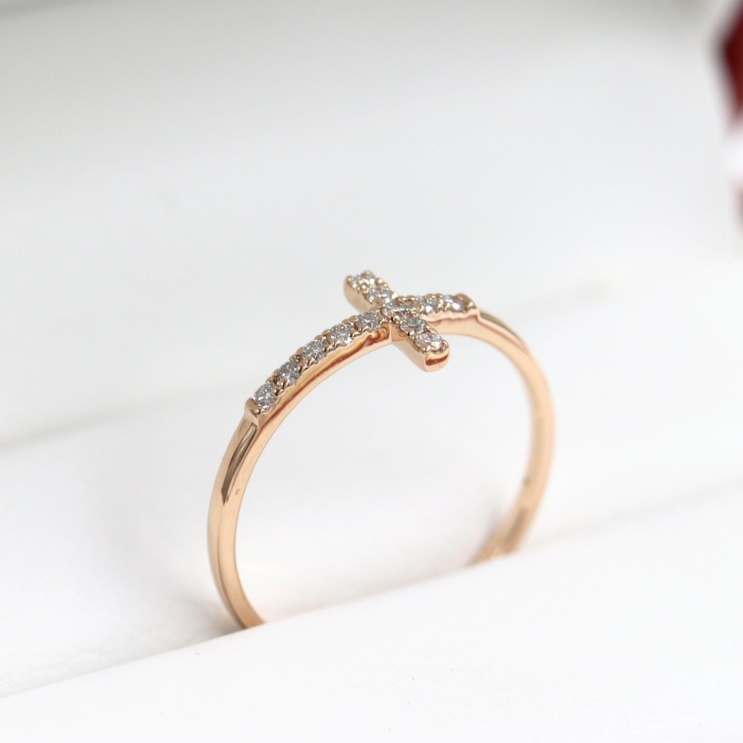 Diamond cross ring/14K Gold  Natural Diamond Ring / Cross Wedding Ring / Christian Diamond  Ring / Religious Ring / Gift for her