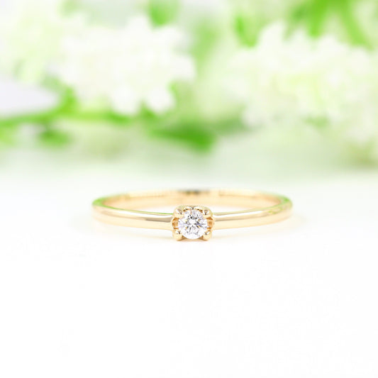 Round Diamond Solitaire ring / Natural Diamond Ring/ Wedding ring / Diamond Engagement ring / 14K Gold Wedding Band / Gift for her