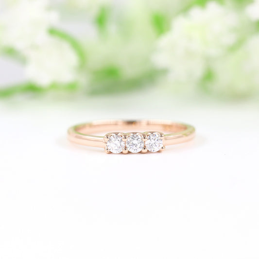 3 Diamonds Ring/ Stackable Diamond Band/ Proposal Diamond Band/ Anniversary Band/ Gift for her