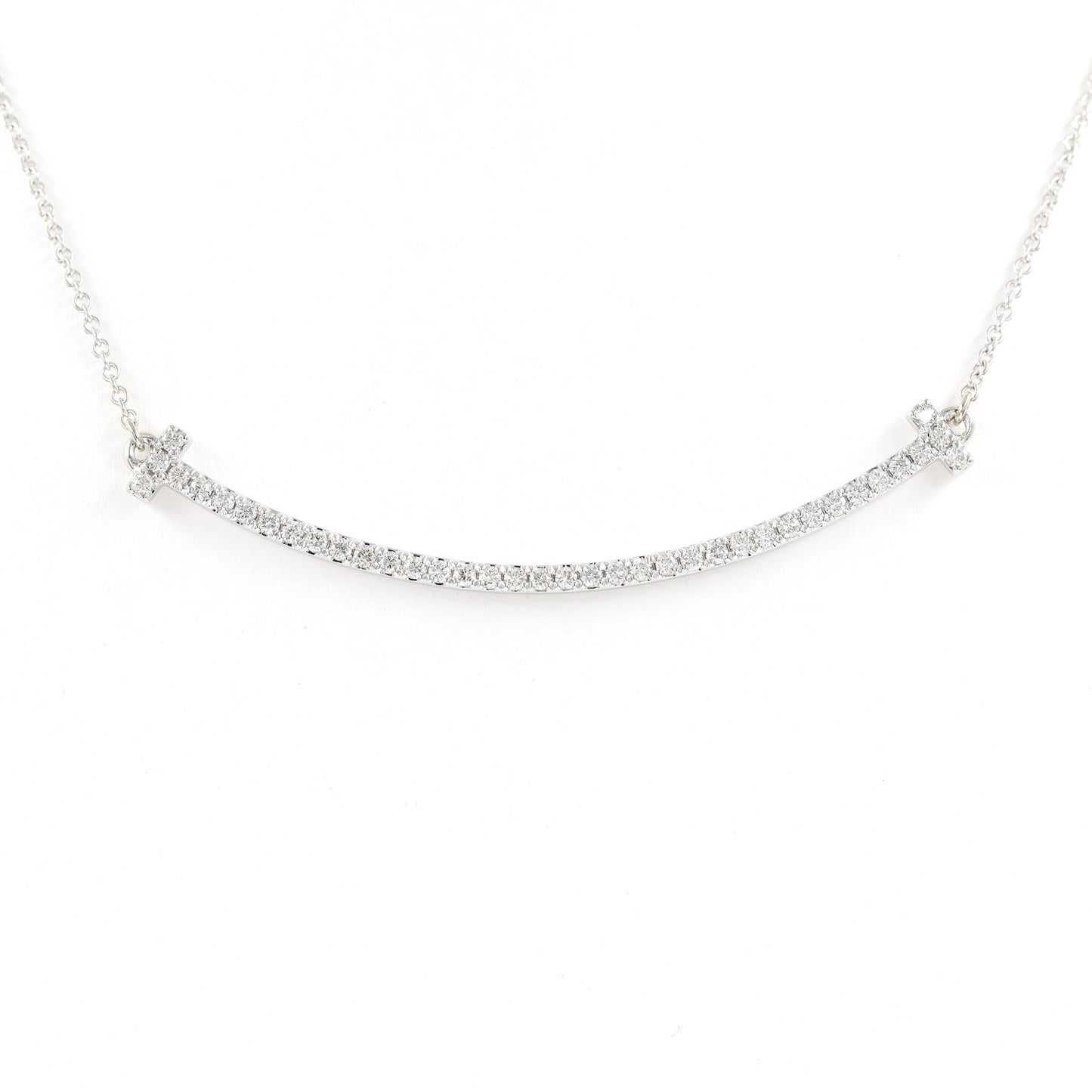Diamond bar Necklace / Smile Pendant / 14K Gold Necklace / Anniversary Necklace / Anniversary Gift / Gift for Her