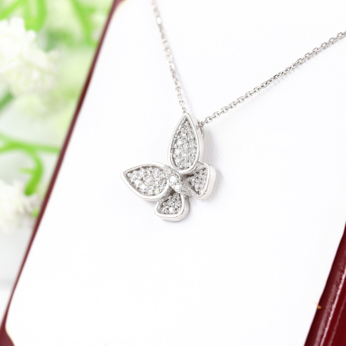 Diamond Necklace / Butterfly Charm Pendant / Unique Necklace / Natural Brilliant Round  Diamond Butterfly Charm / 14K Gold Necklace / Gift for her