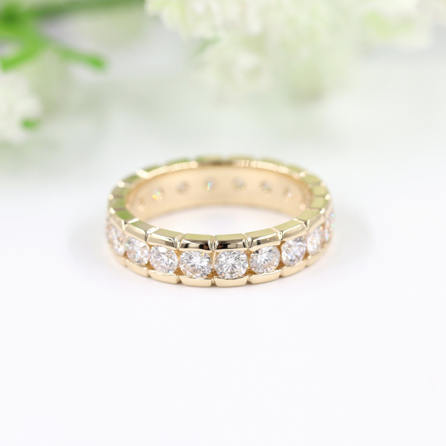 Full Eternity Diamond Wedding Band/Channel Set 2ct Diamond Ring /Full Eternity Stackable Ring/Diamond Wedding Ring/Gift for her