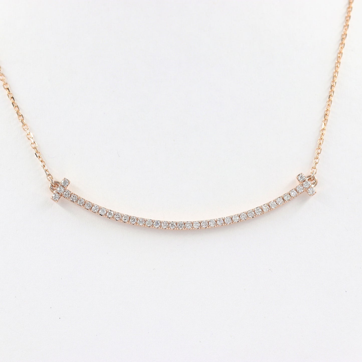 Diamond bar Necklace / Smile Pendant / 14K Gold Necklace / Anniversary Necklace / Anniversary Gift / Gift for Her