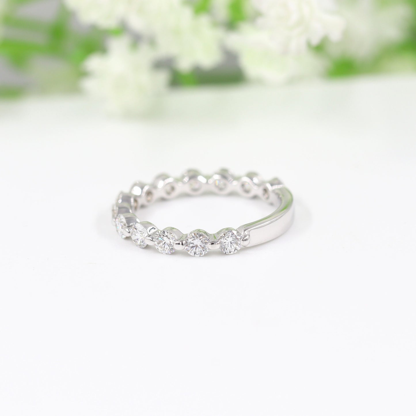 1ct Diamond Ring/13stones diamond Wedding Band/Stackable Single Prong Diamond Ring/Half Eternity Diamond Ring/Gift for her/Anniversary Gift