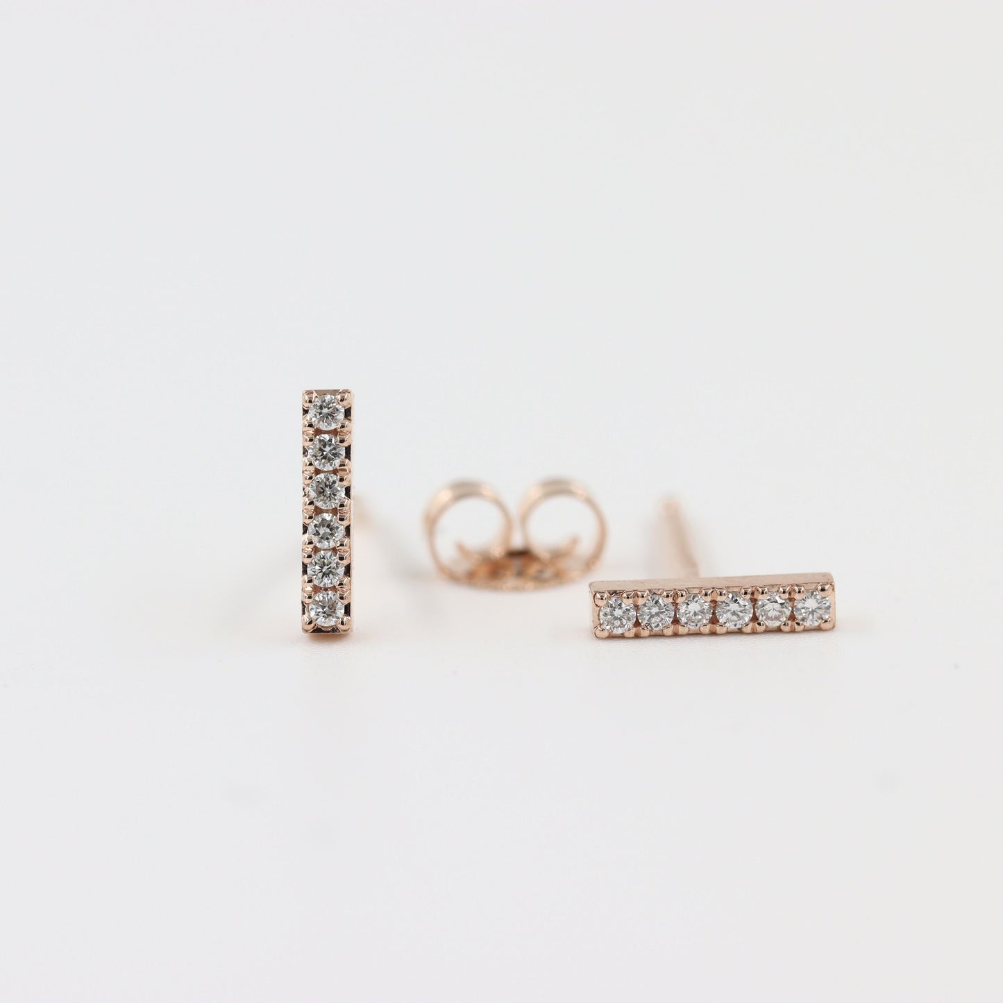 6 Diamond Bar Earring / Minimalist Diamond Earring / Diamond Stud Diamond / Bar Earrings / Diamond Bar Studs / Diamond Bar Stud/ Gifts for her