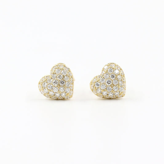 Diamond Heart stud earrings / Round Diamond heart earrings / 8.5mm Heart stud Earrings / Diamond 0.7ctw heart earrings / Gifts for her