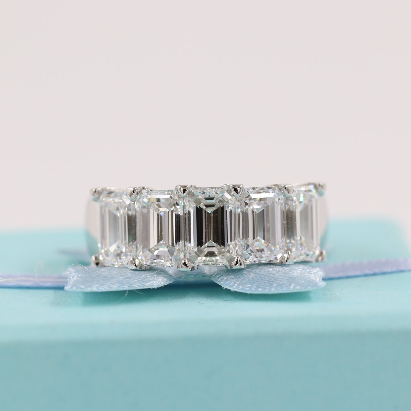 GIA certified 2.8ct Emerald Cut Diamond Band / 5stones Emerald Cut Wedding Ring / Anniversary gift / Emerald Cut Diamond Band