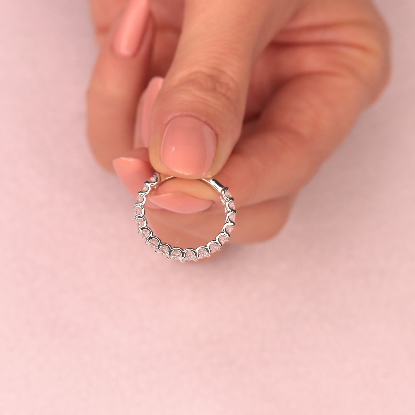Round Diamond Eternity Ring /Seven teen Diamonds Eternity Wedding Band/Natural Diamond Wedding Ring/Stackable Diamond Band/Anniversary Gift