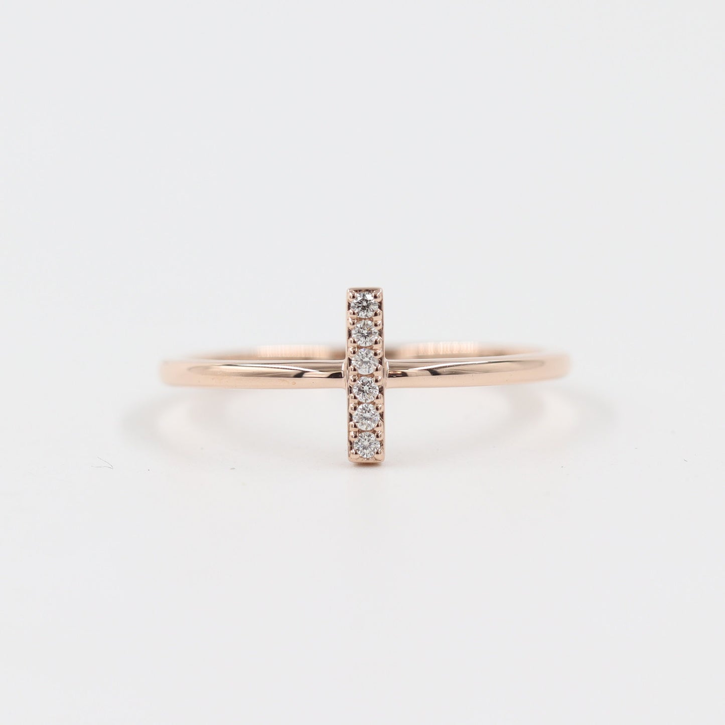 Diamond Bar Ring/ Dainty Diamond Ring/ Natural Diamond Band /Simple Gold Ring / Unique Stackable Ring / 14k Gold Stacking Ring/ Gift for her