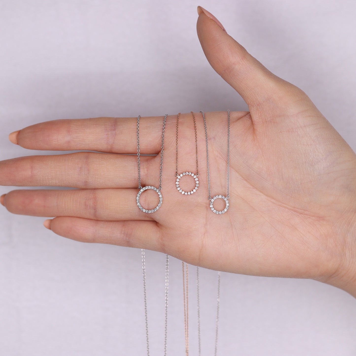 13mm Open Circle Diamond Necklace/Circle Pendant/14k Gold Natural Diamond Necklace/Simple Dainty Diamond Necklace/Anniversary Gift