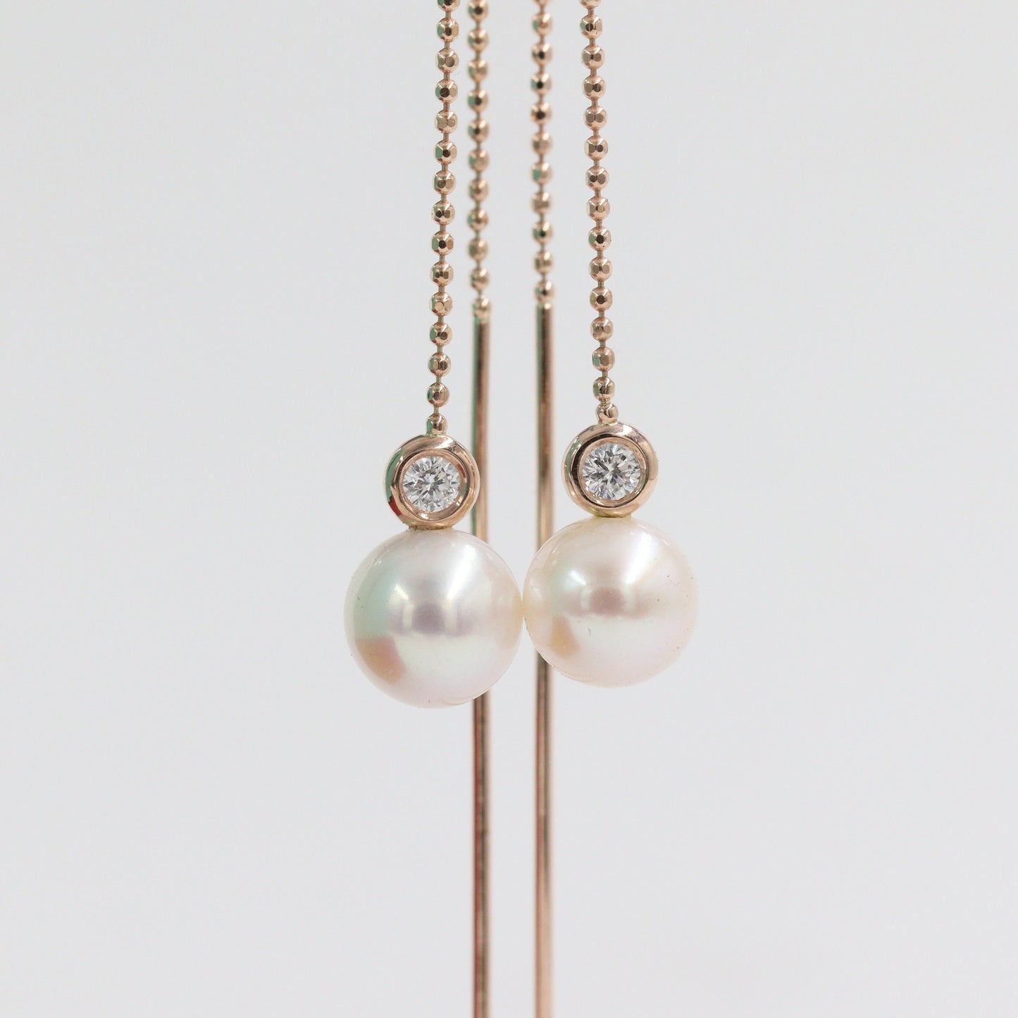 Pearl Diamond Dangle Earrings/14K Gold Pearl Diamond Dangle Earring/Unique Minimalist Drop Earrings/Gift for her/anniversary gift