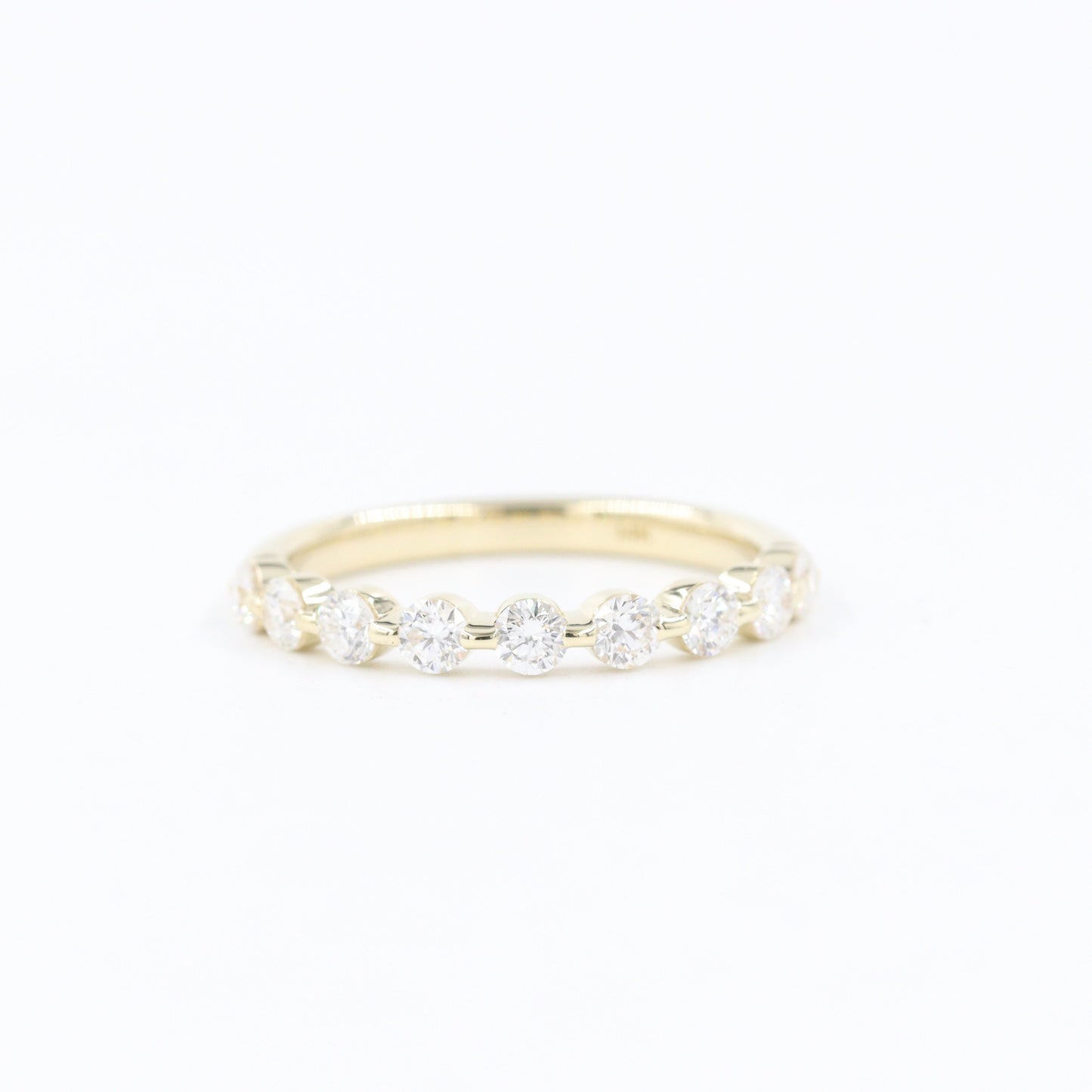 Half Diamond Single Prong Wedding Ring/Single Prong Half Eternity Band/Stackable 9stones Diamond  Wedding Ring/Gift for her/Anniversary Gift