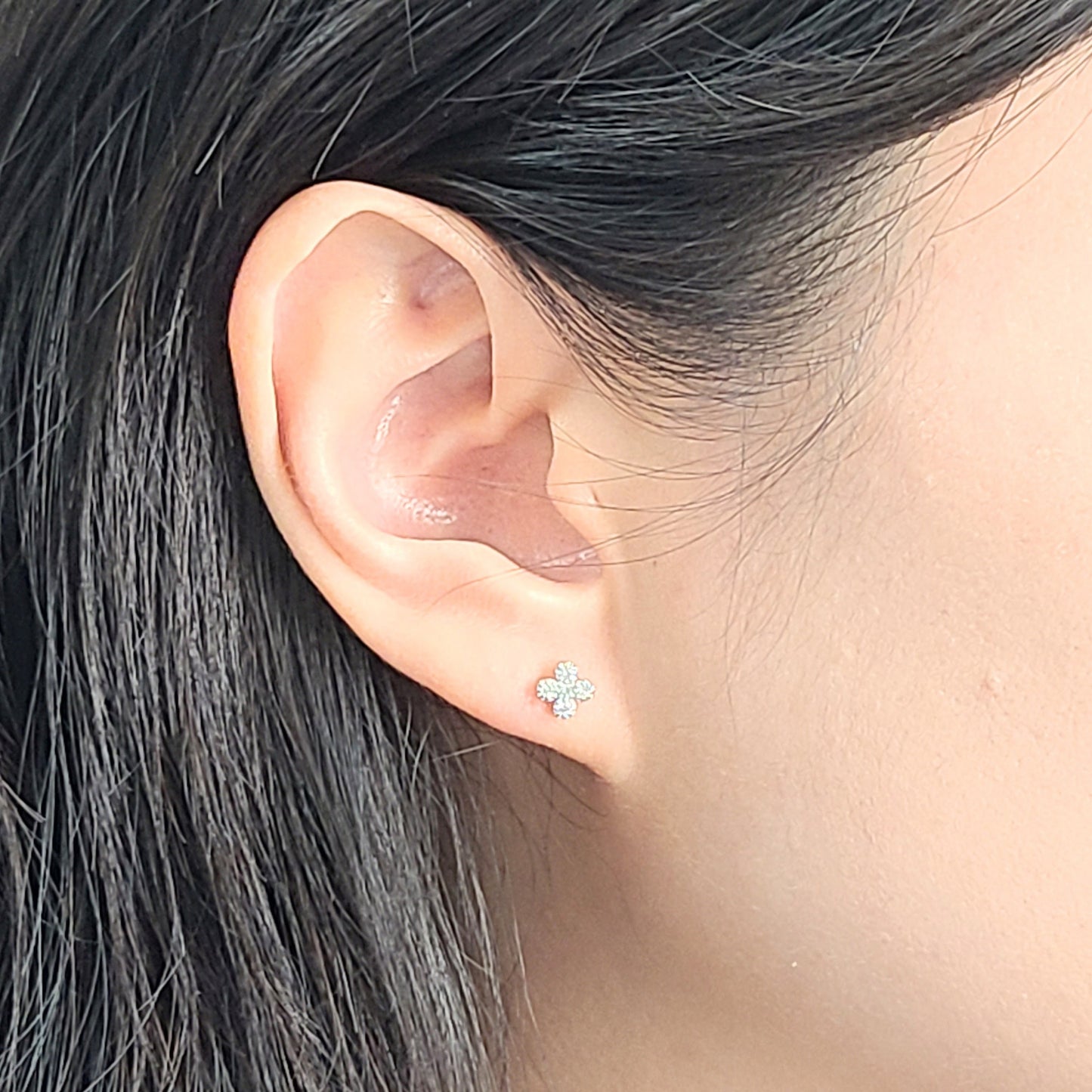 Natural Diamond, Sapphire, Ruby / 14K Gold Flower Stud Earrings / Anniversary gift  Gift for her / Flower Stud Earrings